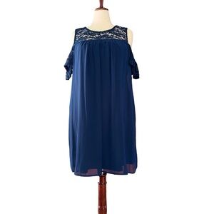 Navy Blue Cold Shoulder Dress